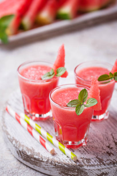 istock Glasses of watermelon smoothie with mint 1132328261