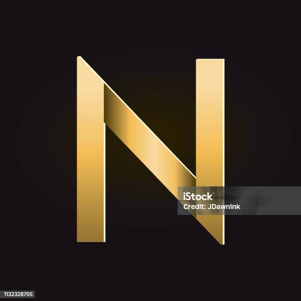 Golden Shadows Alphabet Capital Letter Stock Illustration - Download Image Now - Letter N, Abstract, Alphabet