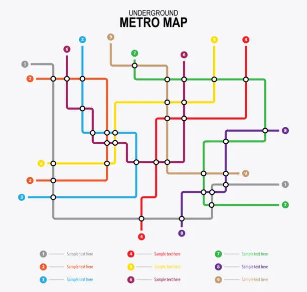 Vector illustration of Metro underground map. City transportation vector Scheme.