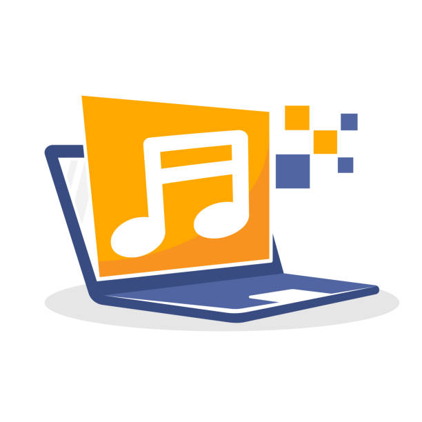 ilustraciones, imágenes clip art, dibujos animados e iconos de stock de icono de ilustración vectorial con concepto de servicio de música en línea - music video image development