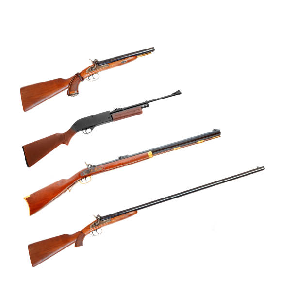 istock Collection of hunting rifles on white background. 1132331684