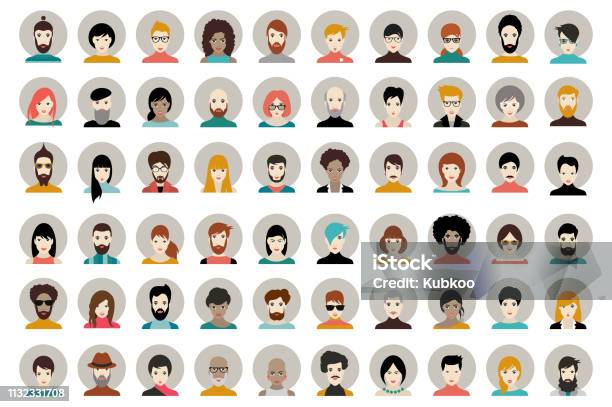 Avatar Woman Man Heads People Vector Shape Heads Different Nationality Stock Illustration - Download Image Now