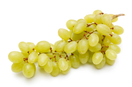 Grapes with leaves isolated on white background with clipping path