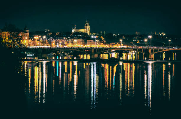 istock Night scene in Prague with Vysehrad, analog filter 1132333286
