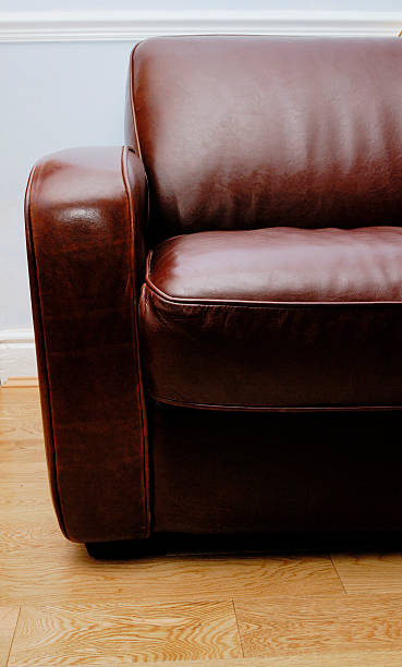 istock Dark brown leather couch, sitting room cross section 113233402