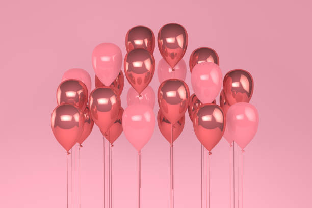 istock Balloons on pastel pink background. 1132334882