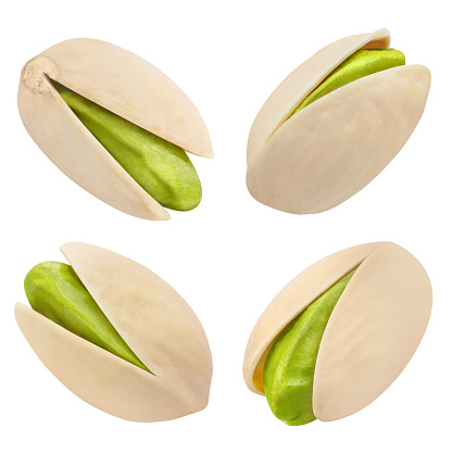 Set of pistachios, isolated on white background