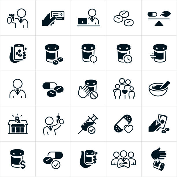 apotheke icons - rx pill prescription symbol stock-grafiken, -clipart, -cartoons und -symbole