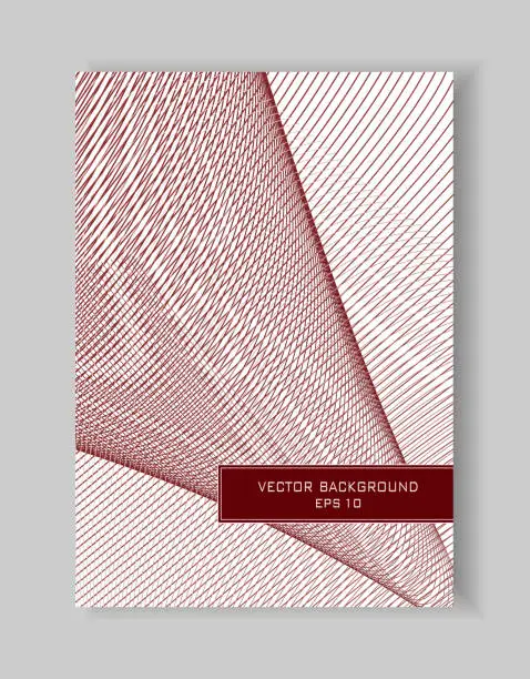 Vector illustration of Layout A4 cover. Abstract vector mesh background of red, beige intersecting subtle lines. Pattern of line art design. Template for brochure, portfolio, leaflet, annual report, poster, flyer. EPS10 illustration
