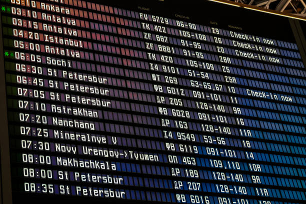 istock Flights information board in an airport terminal 1132338686