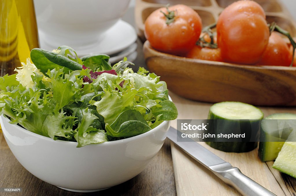 Gesundes Essen, Salat, Gurken, Tomaten - Lizenzfrei Blatt - Pflanzenbestandteile Stock-Foto