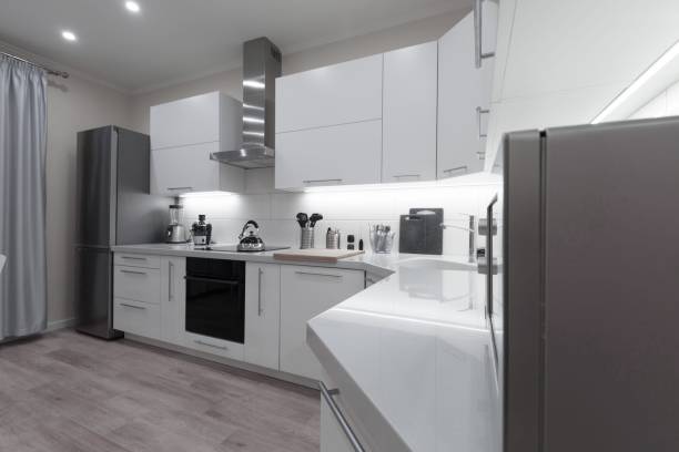istock Interior. Kitchen modern, white, gray, beige color 1132341851