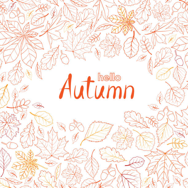 秋の葉の自然のパターンをレタリング。紅葉の背景。シーズンフローラルアイコンの壁紙 - tree autumn thanksgiving leaf点のイラスト素材／クリップアート素材／マンガ素材／アイコン素材