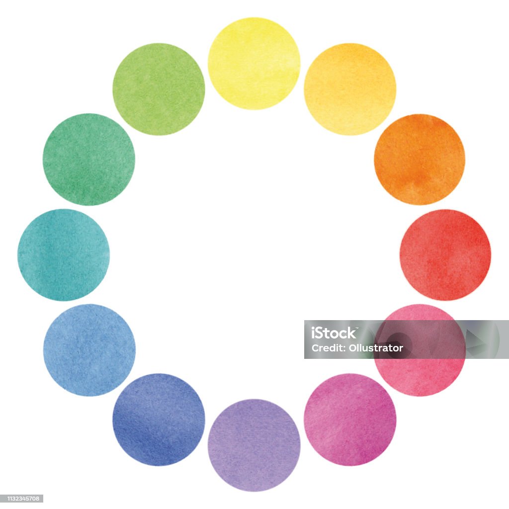 Color spectrum circles illustration Vectorized hand drawn watercolor color wheel circles. Watercolor Painting stock vector