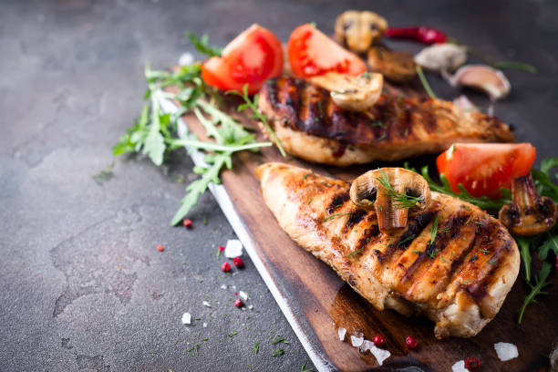istock Closeup of two grilled chicken breasts 1132349651