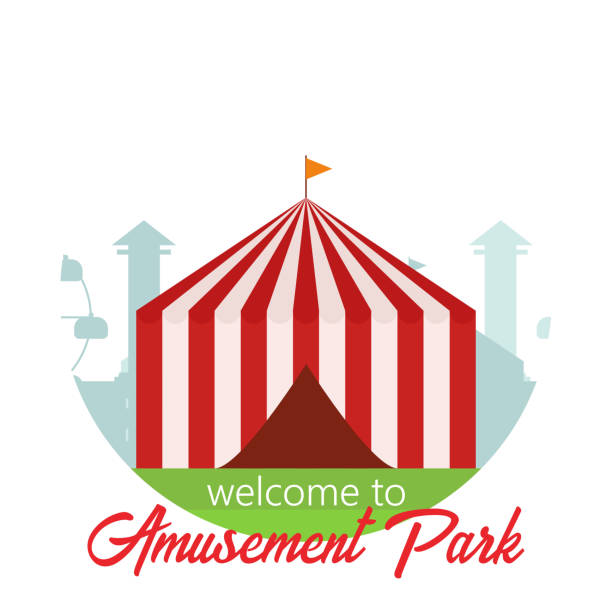 istock Welcome to amusement park. Amusement park landscape in flat style. Vector illustration. Vector concept for web, apps 1132349826