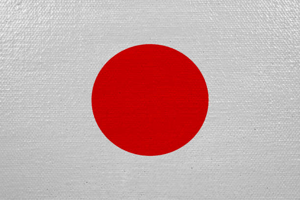 флаг японии на холсте - japanese flag concepts dirty grunge стоковые фото и изображения