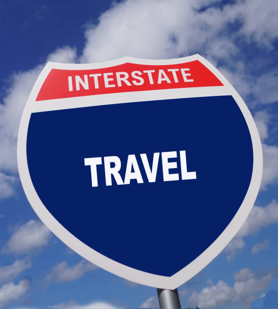 Interstate placard  gives direction to explore on the highway system.