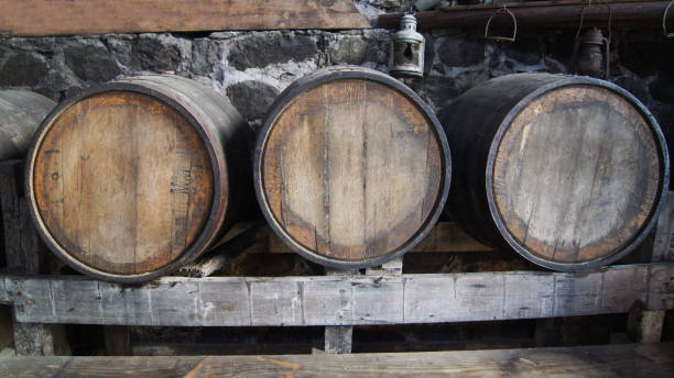 Distillery, Whiskey or Rum Barrels in Cellar, Alcohol industry. Shot with a SONY DSC in the British Virgin Islands.