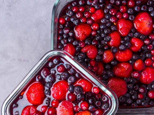 istock Fruit jelly with berries in glass bowls 1132355874