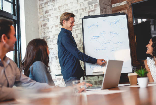 istock Business people watching a presentation on the whiteboard. 1132357340