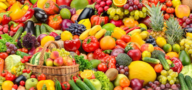 istock Assorted fresh ripe fruits and vegetables. 1132357773