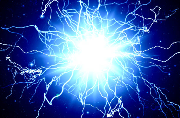 istock Abstract blue background, star burst, lightning, bright, electric discharge, science, sky, blue, black, glitter, flash, energy, indissoluble 1132360549