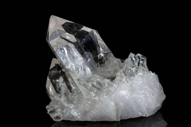 istock Macro mineral stone rhinestone, rock crystal on a black background 1132365716