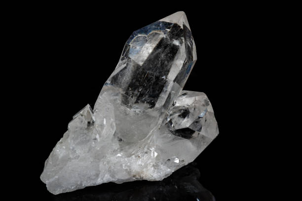 istock Macro mineral stone rhinestone, rock crystal on a black background 1132365780
