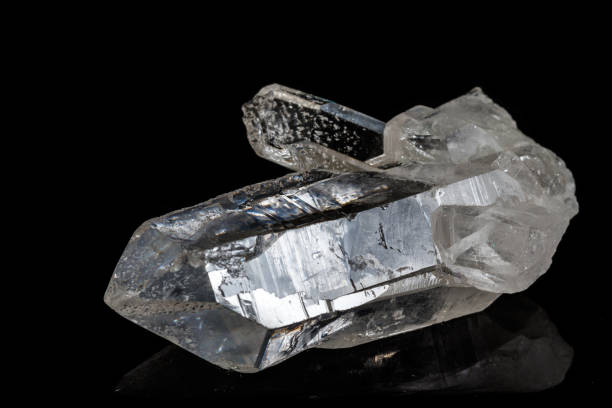 istock Macro mineral stone rhinestone, rock crystal on a black background 1132365814