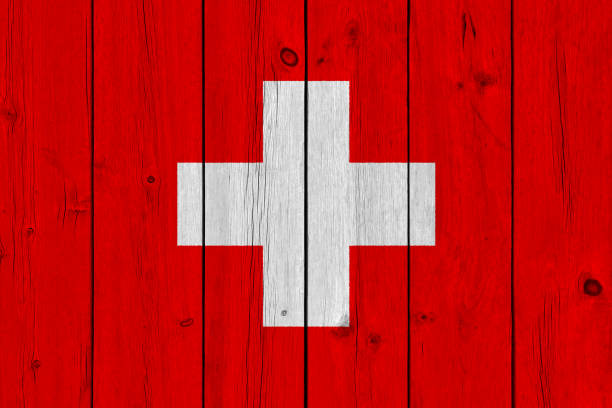 istock Switzerland flag painted on old wood plank 1132365866