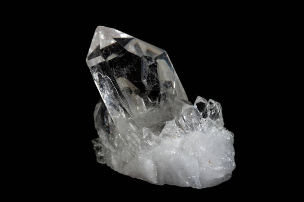 istock Macro mineral stone rhinestone, rock crystal on a black background 1132366545