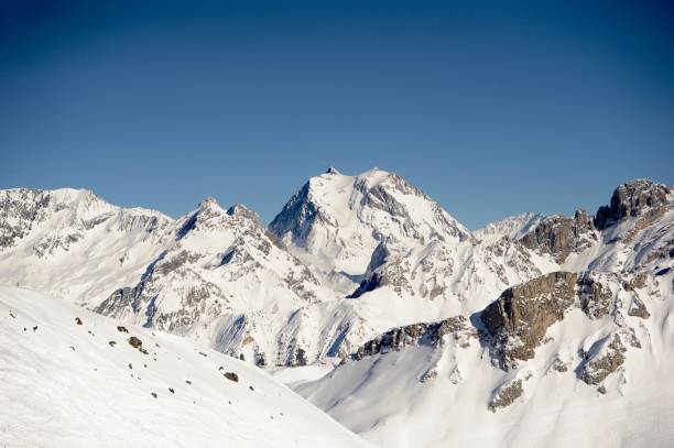 istock Mountain peaks at white winter 1132368846
