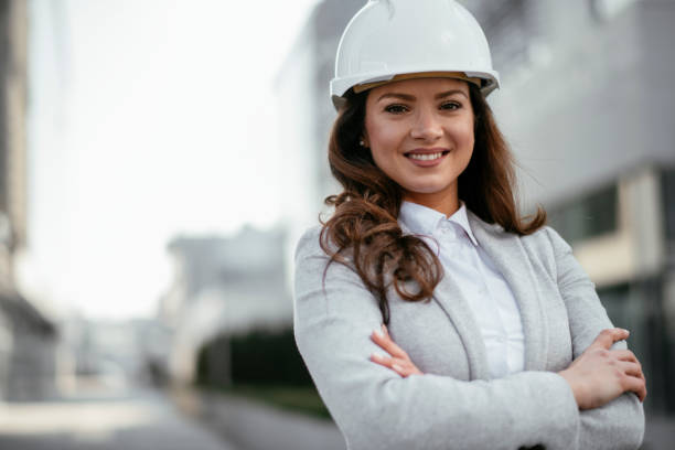 istock Businesswoman, Architect, Engineer. Female engineer at construction site 1132372787