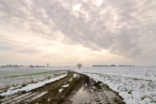 istock Snowy countryside landscape 1132375149