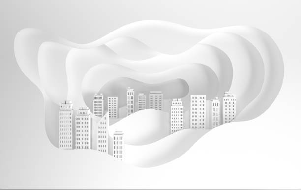 istock White paper skyscrapers and waves. Achitectural building in panoramic view. Modern city skyline building industrial paper art landscape skyscraper offices. 3d rendering illustration 1132380761