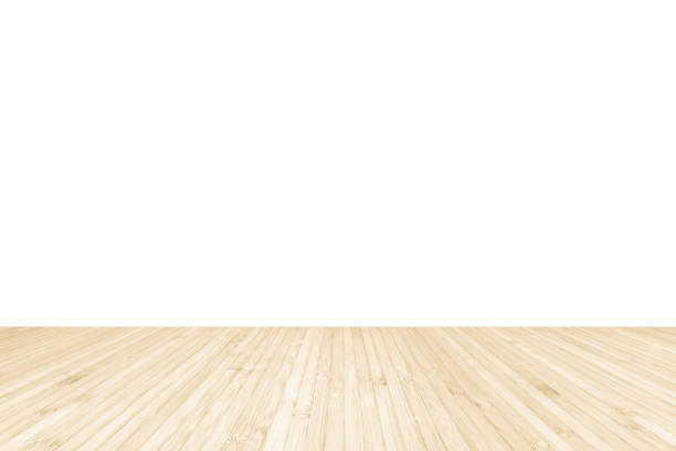 istock Isolated bamboo wood floor texture on white wall background 1132381743