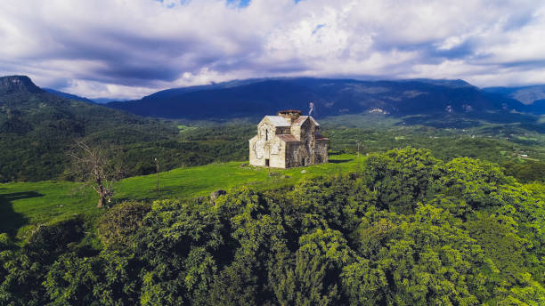 istock ancient graph ruins Aerial. Abkhazia. old house. 1132382194