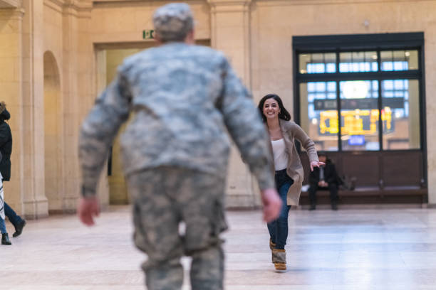 istock Reunited with a partner in the military 1132382308