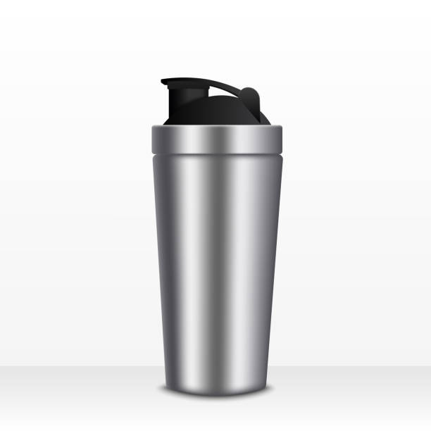 istock Fitness bottle .Mockup. Metalic bottle. Vector illustration 1132389143