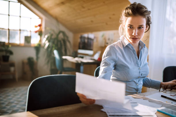 istock Business Woman Working at Office, Dealing With Paperwork 1132392259