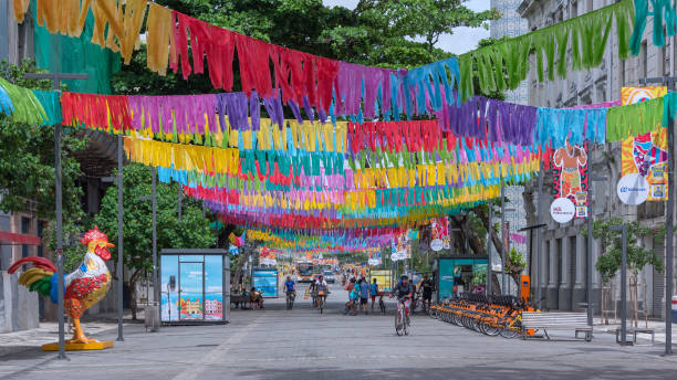 2019 카니발을 위한 레시페 시티 장식 - el salvadoran flag 뉴스 사진 이미지