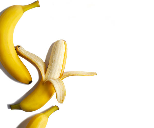 istock Ripe bananas on white background, flatlay, copy space 1132395981