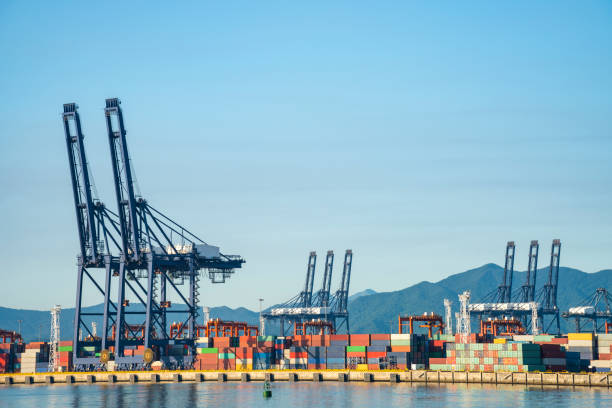 istock Industrial port container crane 1132402083