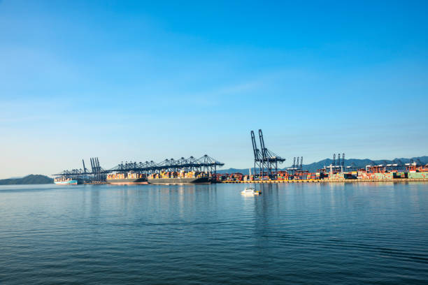 istock Industrial port container crane 1132402263