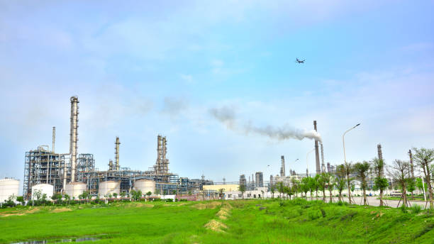 Refinery plant under the background of blue sky white clouds