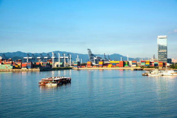 istock Industrial port container crane 1132402382