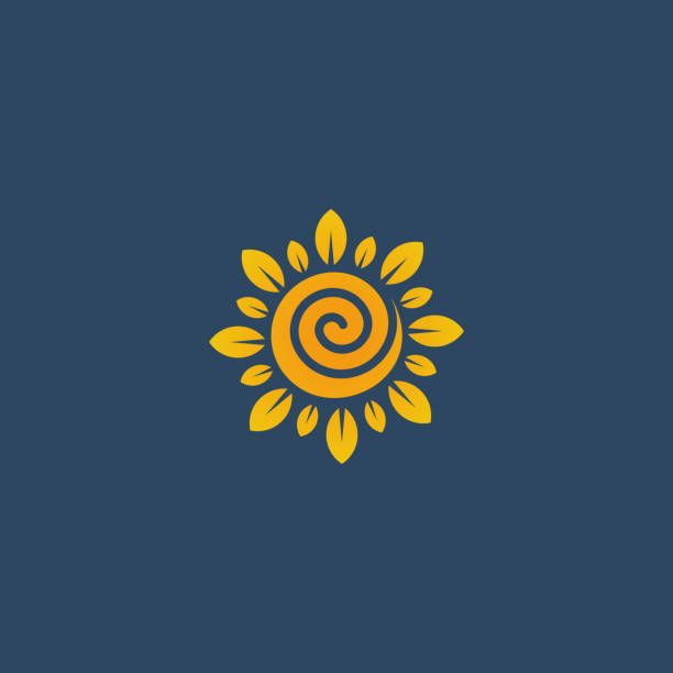 logotyp projektu słonecznika, ilustracja wektorowa ikony kwiatów - sunflower field flower yellow stock illustrations