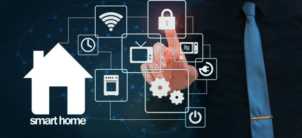istock Smart house concept. Artificial intelligence in use in smart homes.intelligent house, and home automation app concept. 1132408032