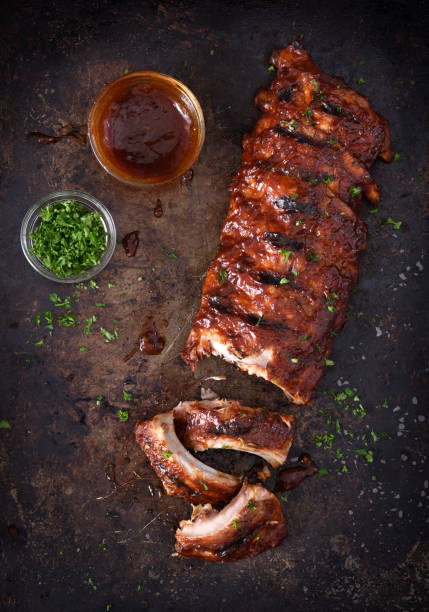 Grilled barbecue pork ribs